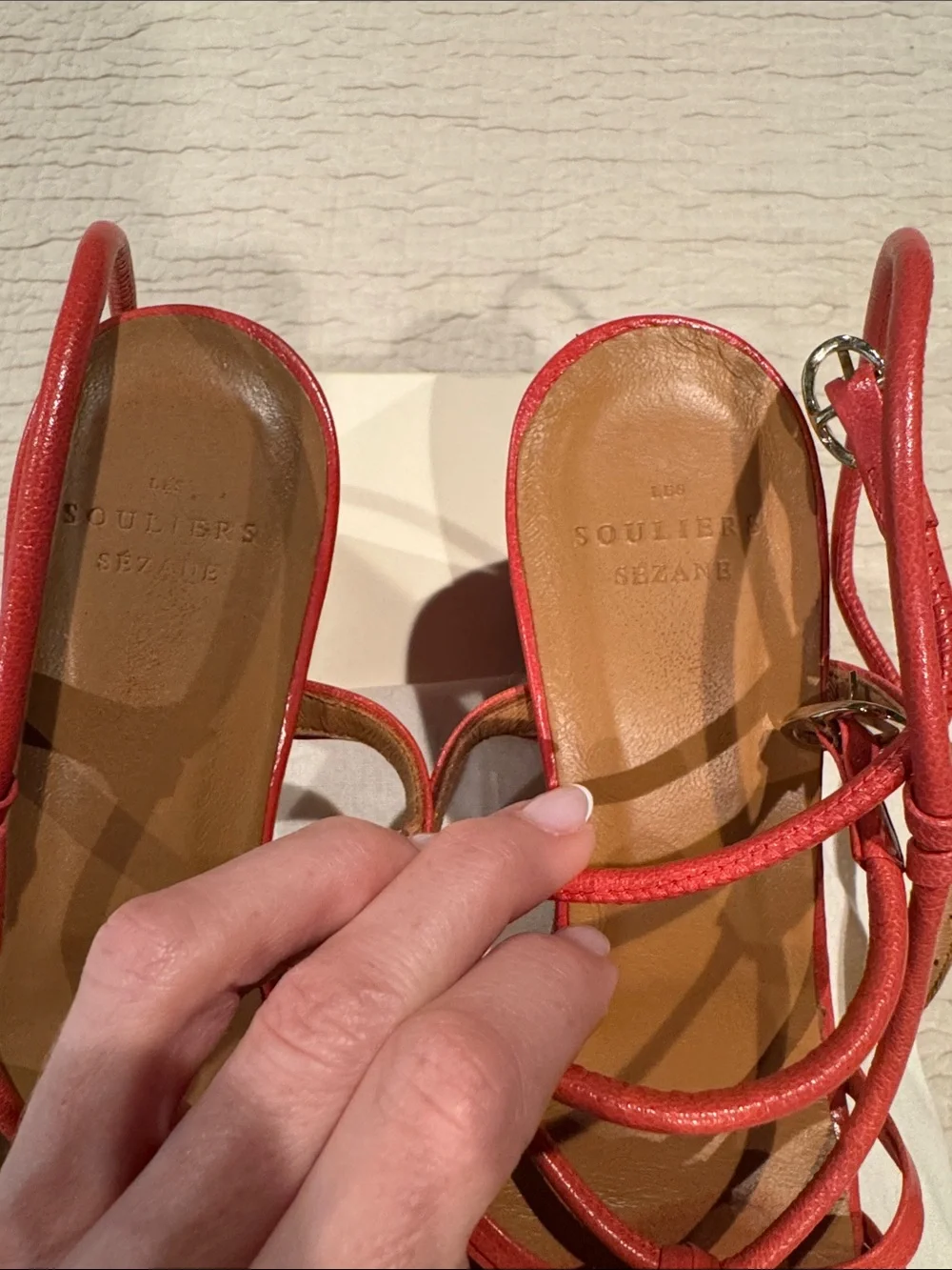 Sezane Gloria Heel Sandals in Raspberry Framboise Lisse Leather 39/8 - Picture 7 of 7